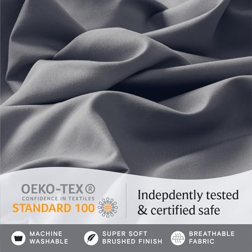 LuxClub 4 PC Queen Sheet Set - Light Grey