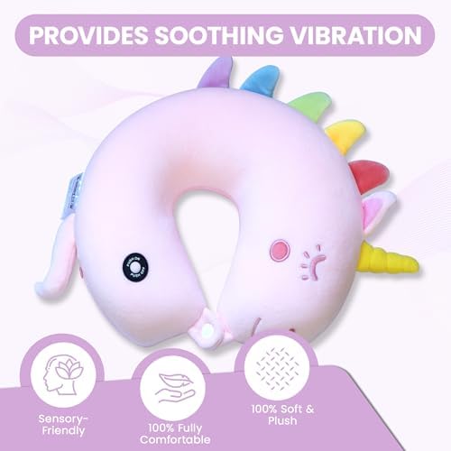 SENSORY4U Vibrating Unicorn Neck Pillow for Kids Travel