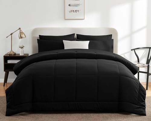 CozyLux Black Twin XL Comforter Set 5 Pieces 1