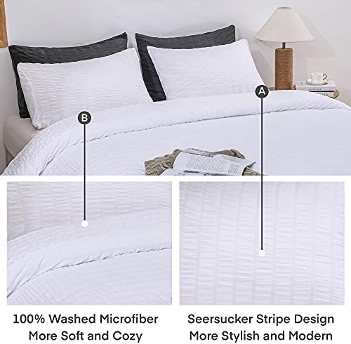 AveLom Seersucker Comforter Set Queen 90x90 3 Piece