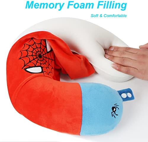 ETOILESEA Superhero Travel Pillow with Eye Mask for Kids Adults