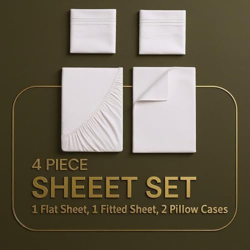 FEEKO Queen Size 4 Piece Microfiber Sheet Set