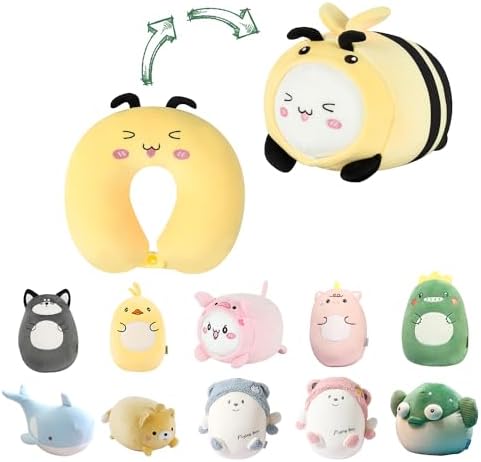 Yellow Bee Kids Travel Pillow - 2-in-1 Neck Sleep Support