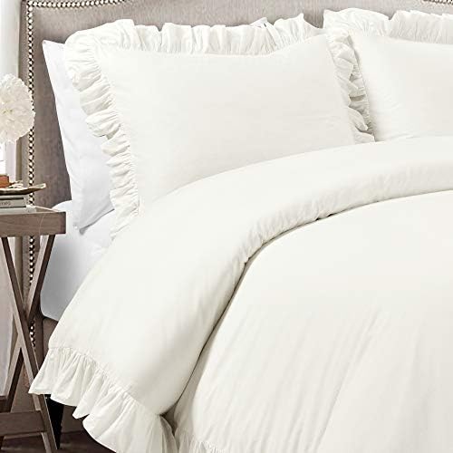 Lush Decor Reyna Ruffle Duvet Cover Set Queen White