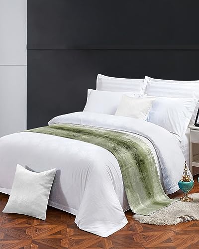 Ldtrchee Queen Bed Runner Sage Green Satin Decorative Scarf Throws