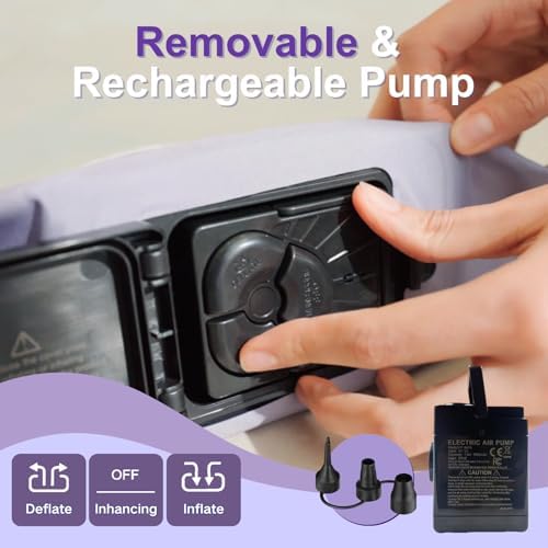 HikerSKY Queen Air Mattress with Wireless Pump 22 Inch Purple