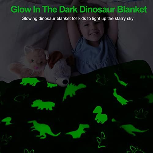 TEHALK Dinosaur Glow in the Dark Throw Blanket for Kids 1
