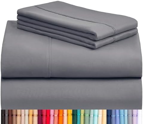 LuxClub 4 PC Queen Sheet Set - Light Grey