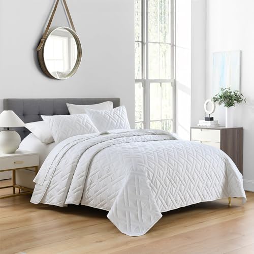 HORIMOTE HOME Quilt Set Twin Size White Diamond Pattern