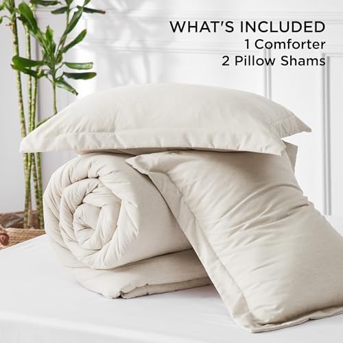 Bedsure King Comforter Set - 104x90 Beige Microfiber