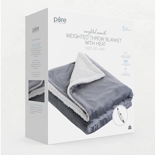 Pure Enrichment Heated Weighted Blanket 13 lbs 50x60 2-in-1