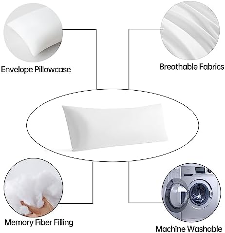 BedTreat Full Body Pillow Insert - 20 X 54 White