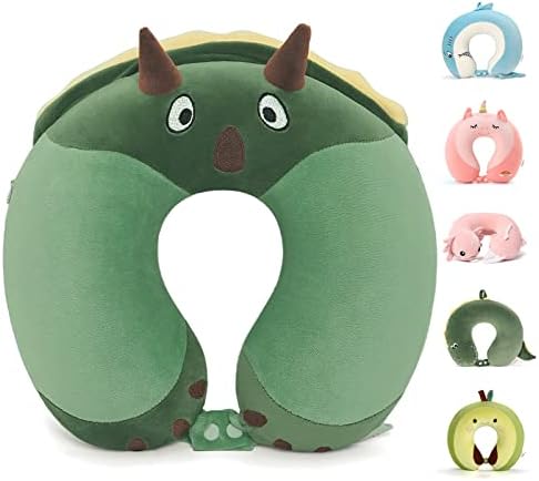 Niuniu Daddy Kids Travel Pillow - Green Dinosaur Design for Boys and Girls