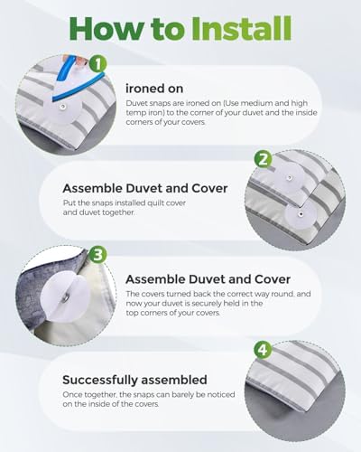 20 Pcs Duvet Snaps - Secure Comforter Covers - Iron On Fasteners