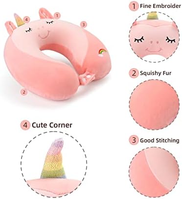 Niuniu Daddy Unicorn Travel Neck Pillow with Memory Foam