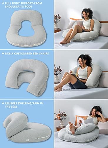 INSEN Reading Pillow Back Support Pillow for Bed Grey Jersey