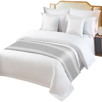 Ldtrchee Bed Runner King Size Satin Grey Striped