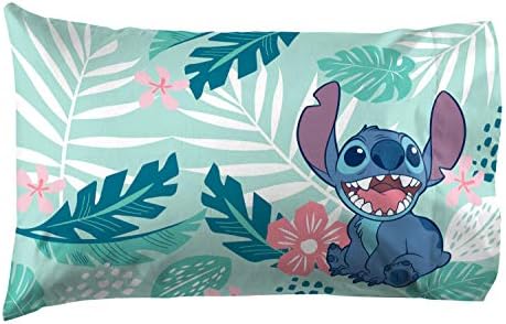 Jay Franco Disney Lilo Stitch Misty Palm Pillowcase - Double-Sided Kids Bedding