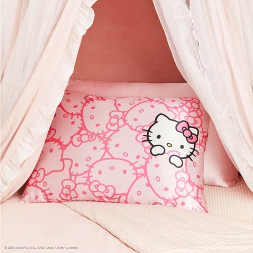 Kitsch x Hello Kitty Pink Kitty Faces Satin Pillowcase