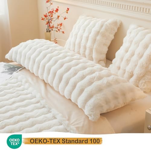 LIFEREVO Fluffy Faux Rabbit Fur Pillow Cover