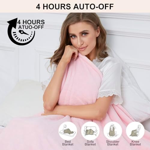 YANYEA Electric Heated Throw Blanket with 6 Heat Settings