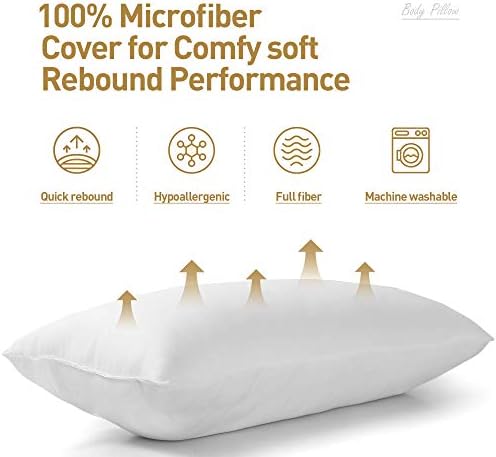 Acanva Fluffy Body Pillow Insert 20x72 White