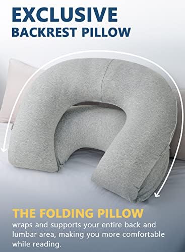 INSEN Reading Pillow Back Support Pillow for Bed Grey Jersey