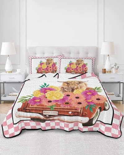 TocaHome Summer Quilt Twin XL 68x98 Inch Buffalo Plaid Comforter Set