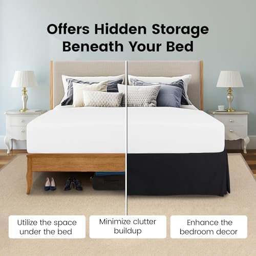 Utopia Bedding Twin Bed Skirt - Black Soft Ruffle 15 Inch Drop