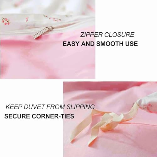 Faincy Pink White Duvet Cover Set 3 Pcs Queen Size