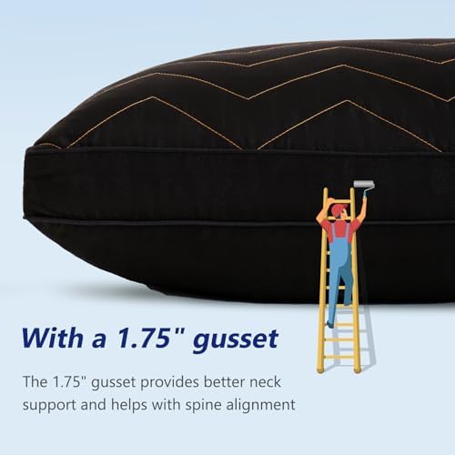 DOWNCOOL Quilted Memory Foam Body Pillow - 20x54 Inch Black