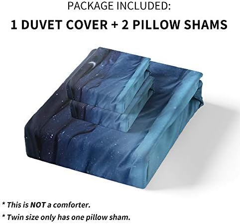 HYPREST Queen Duvet Cover Set 3pcs Star Moon Galaxy Patterned