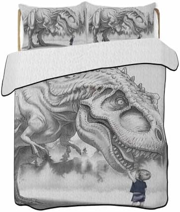 TocaHome Summer Quilt Twin XL 68x98 Inch Dinosaur Cartoon Bedding Set