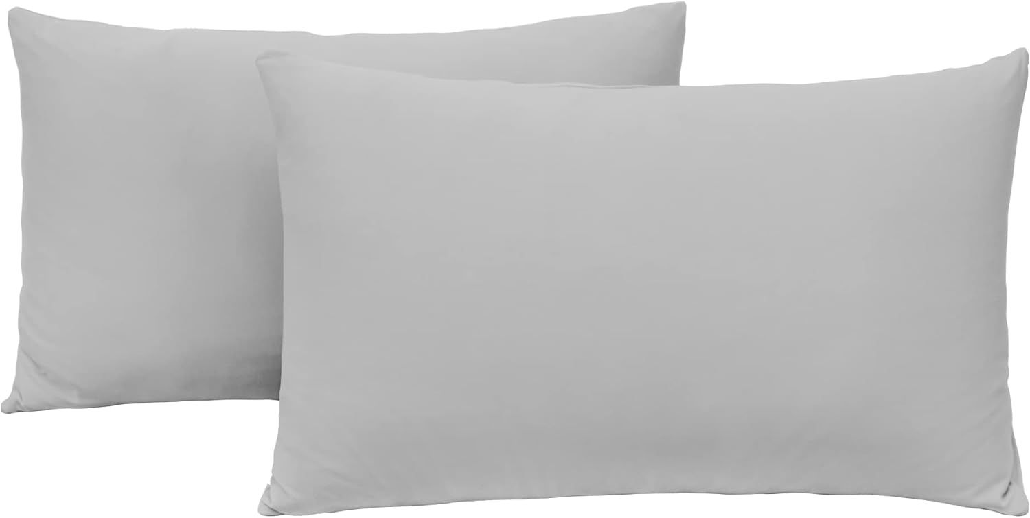 NY HOME Jersey Knit Pillow Cases Set of 2 - Grey Microfiber Blend 1