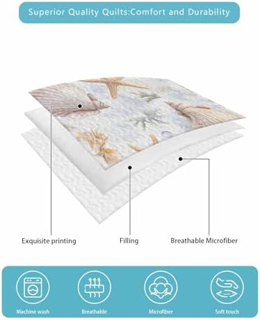 TocaHome Summer Quilt Twin XL 68x98 Inch Set with 2 Pillowcases