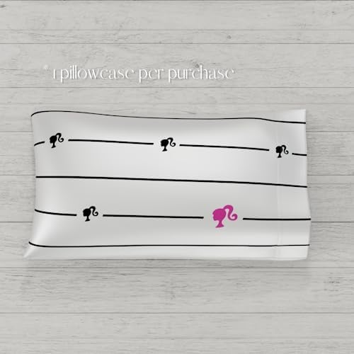 Franco Collectibles Barbie Black White Striped Pillowcase 20x30