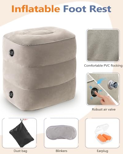 YSJILIDE Inflatable Travel Foot Rest Pillow 2 Pack