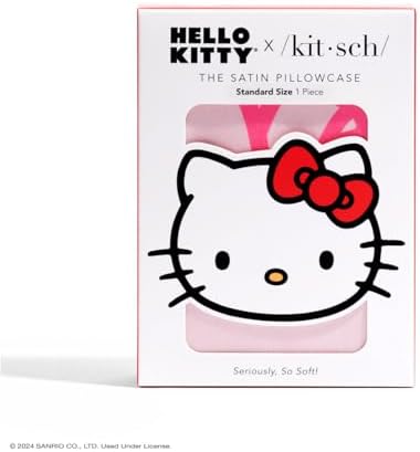 Kitsch x Hello Kitty Pink Kitty Faces Satin Pillowcase