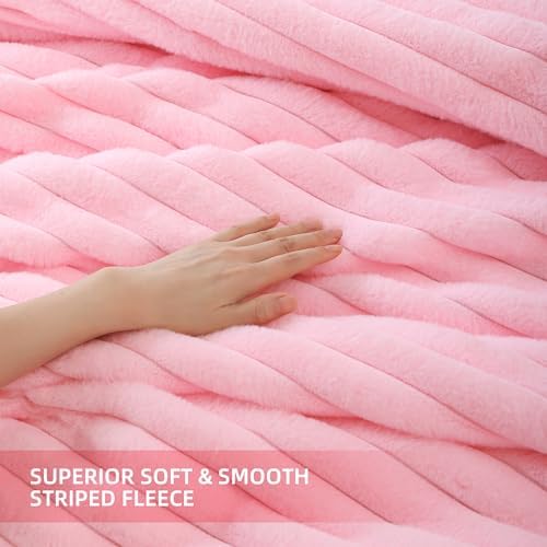 Smoofy Fluffy Queen Comforter Set 3 Pieces - Pink Fleece Micro-Mink