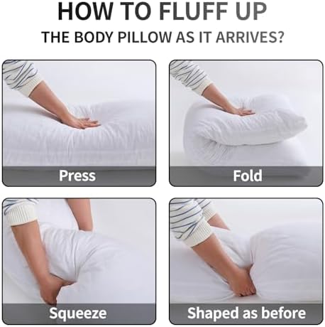 DOWNSTORIA Memory Foam Body Pillow - Fluffy Supportive 20x54 Inch White