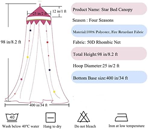 Gold Star Princess Bed Canopy with Lights for Kids