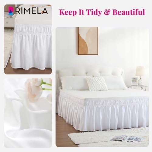RIMELA Queen Size 15 Inch Drop Bed Skirt with Elastic Straps