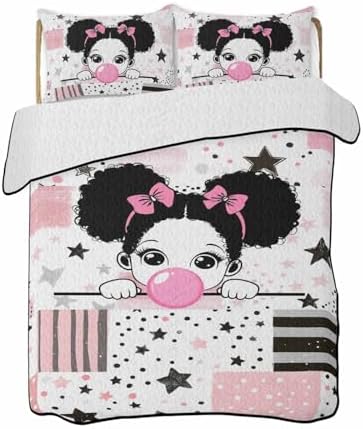 Stongaro Quilt Twin XL Cute Girl Comforter Set 3 Pieces