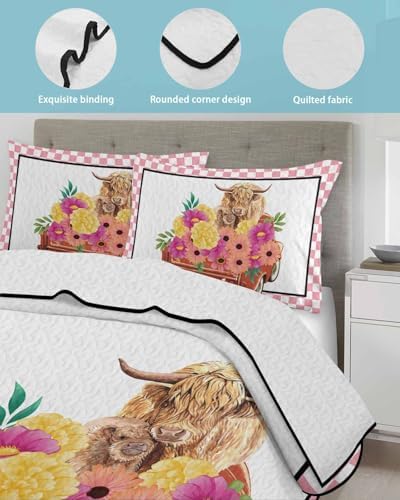TocaHome Summer Quilt Twin XL 68x98 Inch Buffalo Plaid Comforter Set