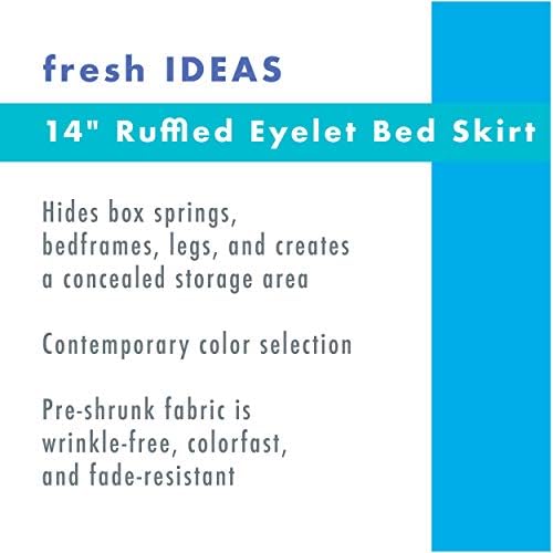 FRESH IDEAS White Queen Bed Skirt with Ruffles and Eyelet Embroidery 1