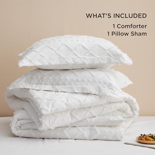 Bedsure Twin XL Comforter Set - Fluffy White with Pillow Sham