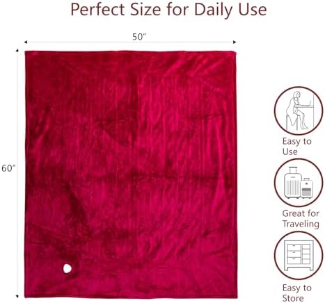 Tefici Electric Heated Blanket Throw with 3 Heat Levels and 4hr Auto Off
