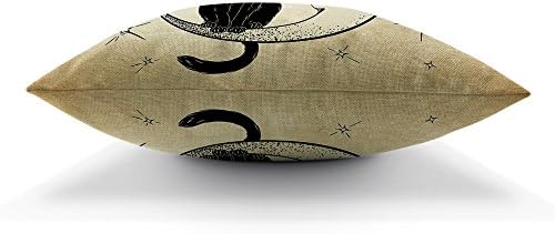 Moslion Black Cat Sits on Moon Throw Pillow Cover 18x18 Inch