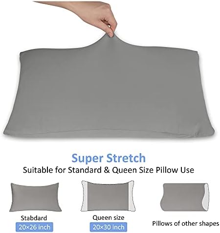 NY HOME Jersey Knit Pillow Cases Set of 2 - Grey Microfiber Blend 1