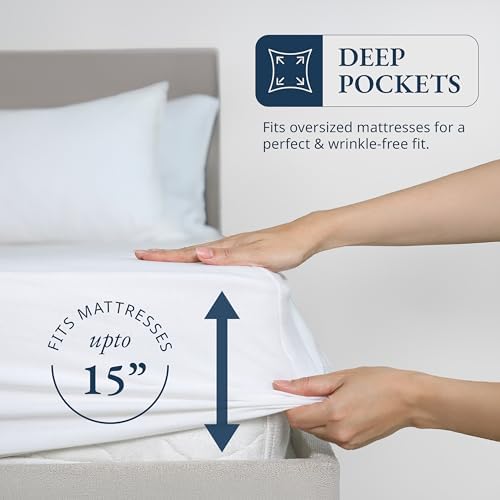 LANE LINEN 100 Organic Cotton Queen Fitted Sheet with Deep Pocket